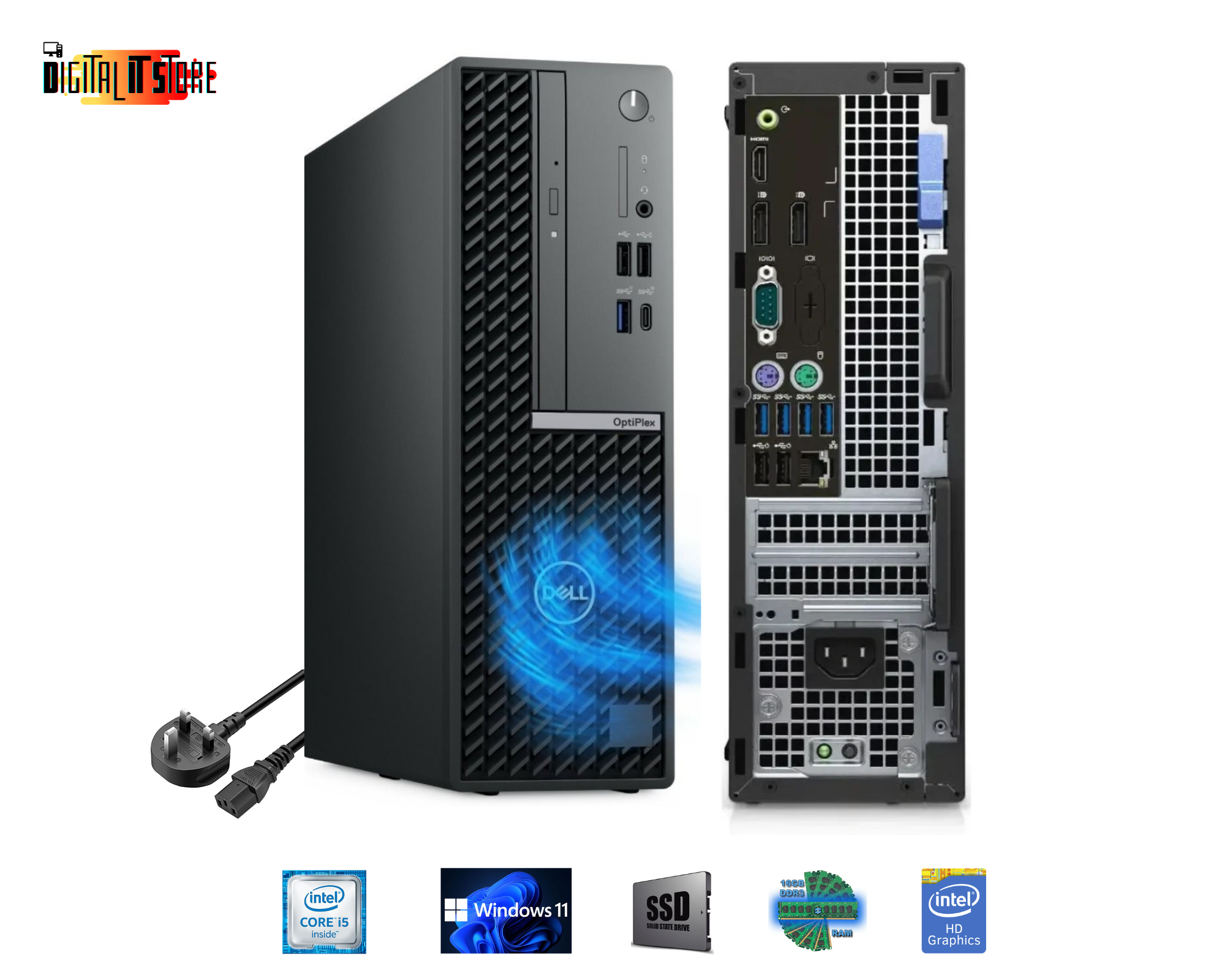 Dell PC Desktop Computer with 16GB Ram 500GB SSD - SFF Computer - Windows 11 Pro - Digital IT Store