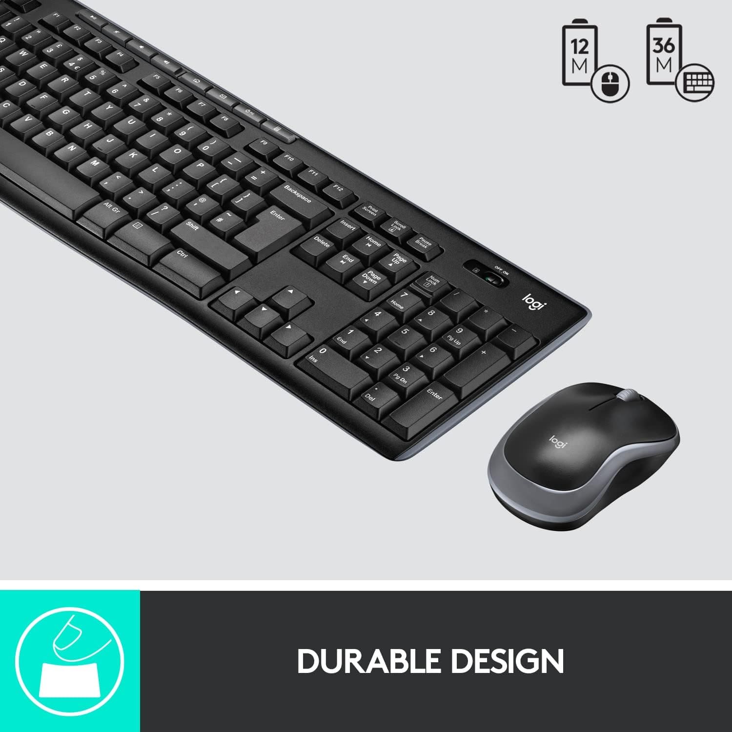 Logitech MK270 Wireless Keyboard and Mouse Combo, 2.4 GHz Wireless, Compact Mouse, 8 Multimedia and Shortcut Keys, 2-Year Battery Life, for PC, Laptop, QWERTY UK English Layout - Black - Digital IT Store