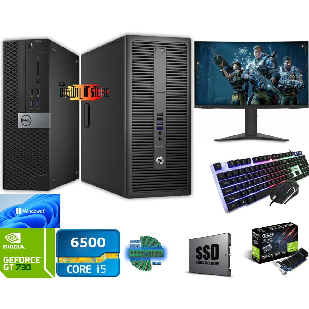 Gaming PC Bundle Corei5-6500 16GB 480GB SSD Nvidia GT 730 Win 11 WiFi - Digital IT Store