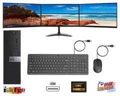 Dell/HP PC Computer Bundle with 3x24" Triple Monitors 8GB 250GB SSD Win 11 Pro - Digital IT Store