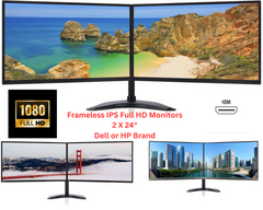 Dual Monitor Screen Bundle Dell HP 2X24" Full HD HDMI Frameless Monitors 48" Set IPS - Digital IT Store