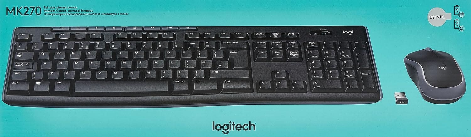 Logitech MK270 Wireless Keyboard and Mouse Combo, 2.4 GHz Wireless, Compact Mouse, 8 Multimedia and Shortcut Keys, 2-Year Battery Life, for PC, Laptop, QWERTY UK English Layout - Black - Digital IT Store