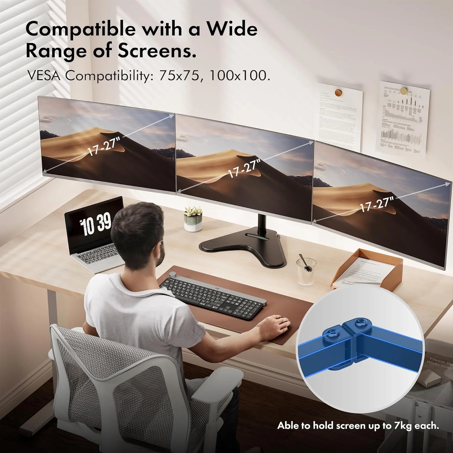 Frameless Triple Monitor Screen bundle 3X27" HDMI Full HD IPS Monitors With Brand New Triple Stand - Digital IT Store