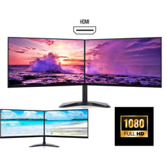 Dual Monitor Screen Full HD HDMI Refurbished Grade A Dell HP Brand, Brand New Stand 2X24" Full HD Screens - Digital IT Store